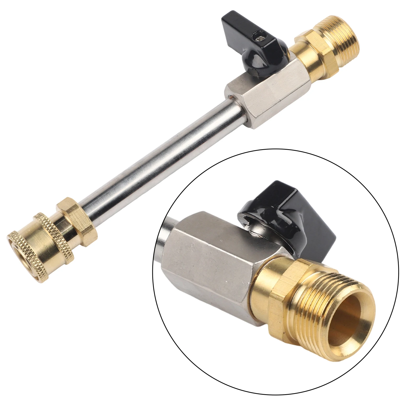 Stainless Steel M2214 Threaded Extension Valve for Pressure Washer Systems Used with Foam Pots and Cleaning Tools