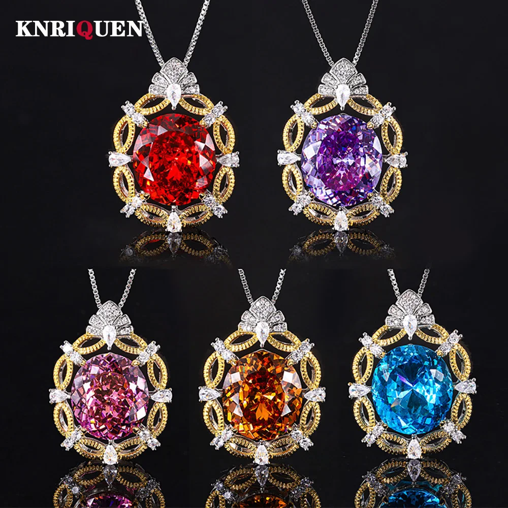 

Vintage 18*20mm Ruby Amethyst Pink Quartz Big Pendant Necklace for Women Gemstone Cocktail Party Fine Jewelry Accessories Gifts