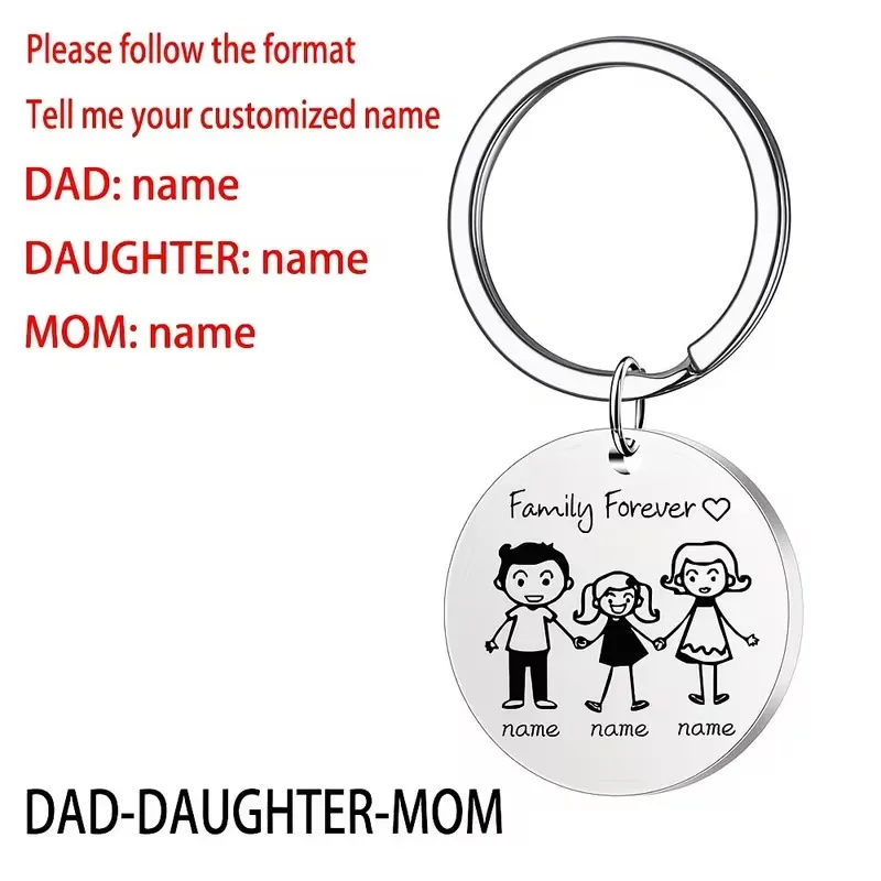 Custom Name Stainless Steel Round Keychain