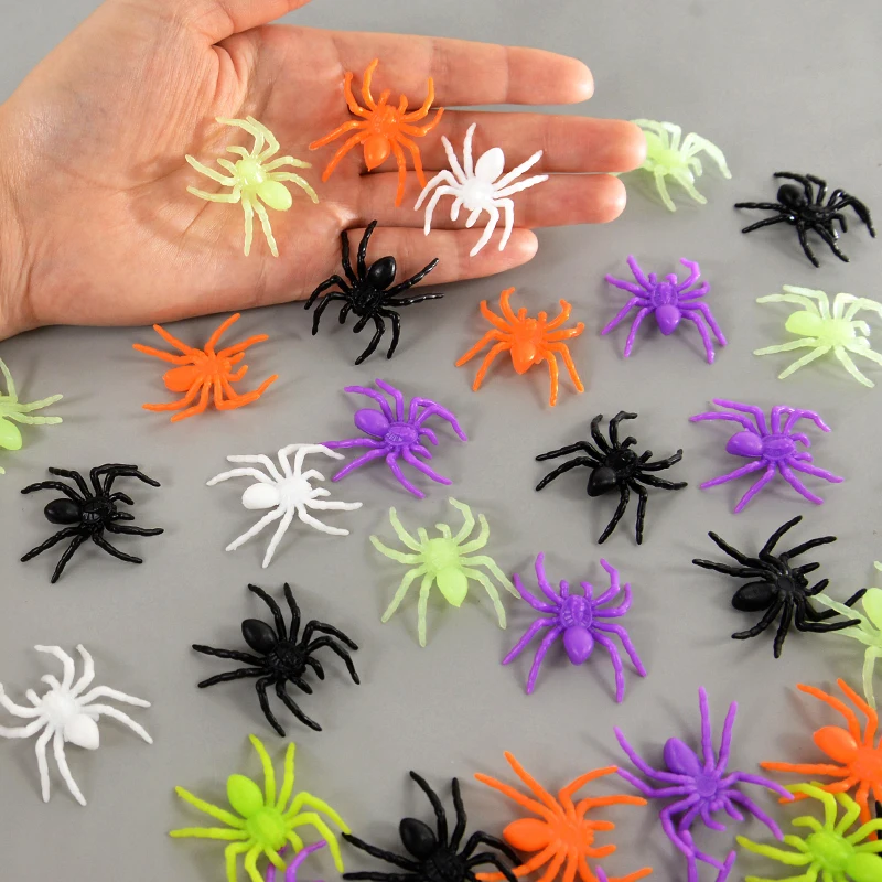 50/10PC Simulation Plastic Scary Bat Spider Halloween Fools Day Trick Toy Halloween Party Haunted House Horror Decoration Props