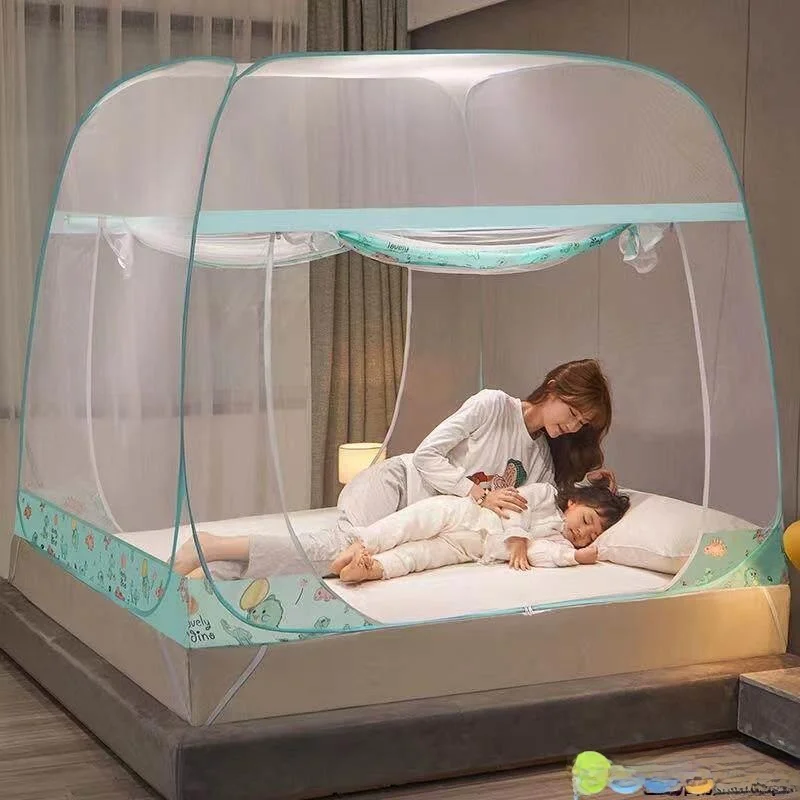 

Складная москитная сетка-палатка без установки, монгольская палатка с одной/двумя дверями, для спальни, с усиленной сеткой, без необходимости установки каркаса, из полиэфирного волокна, для создания пространства.