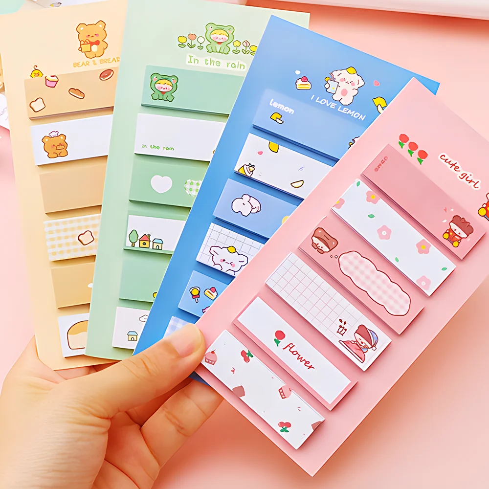 Japanese Cute Index Tabs Sticky Notes Memo Pad Post Notepads Scrapbooking Stationery Bookmarks Book Markers Stickers Annotation