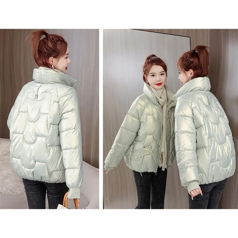 2023 New Women Winter Parkas Thick Warm Short Jacket Cotton Snow Wear Padded Parka Basic Coat Female Outerwear