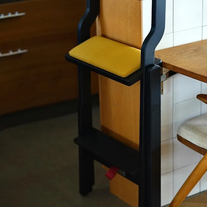 Folding bar ladder chair A-shaped chair folding chair, restaurant kitchen, antique small apartment solid wood