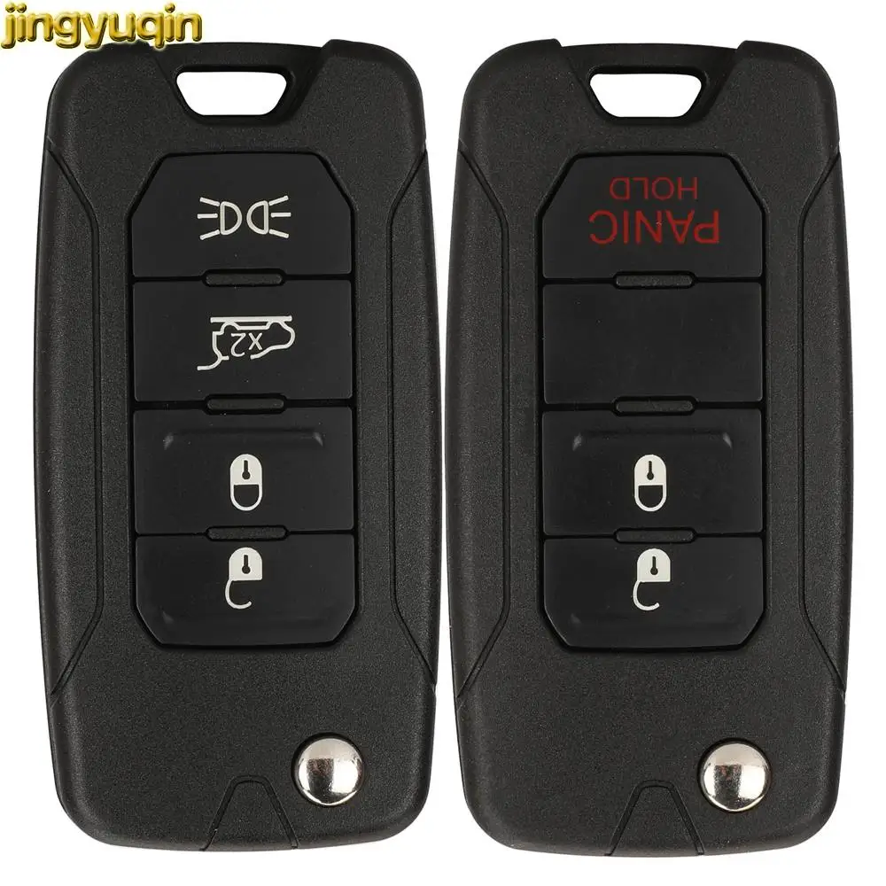 

Jingyuqin Flip Remote Car Key Fob Shell For Jeep Renegade 2016 2017 2018 2ADFTFI5AM433TX 3/4 Buttons Entry Case