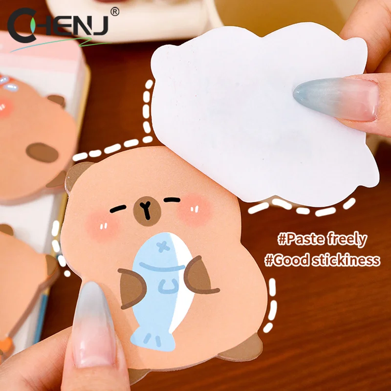 60 Lembar Catatan Tempel Capybara Berkualitas Tinggi, Lucu, Dapat Digunakan Kembali, Catatan Tempel Kartun, Alat Tulis Siswa