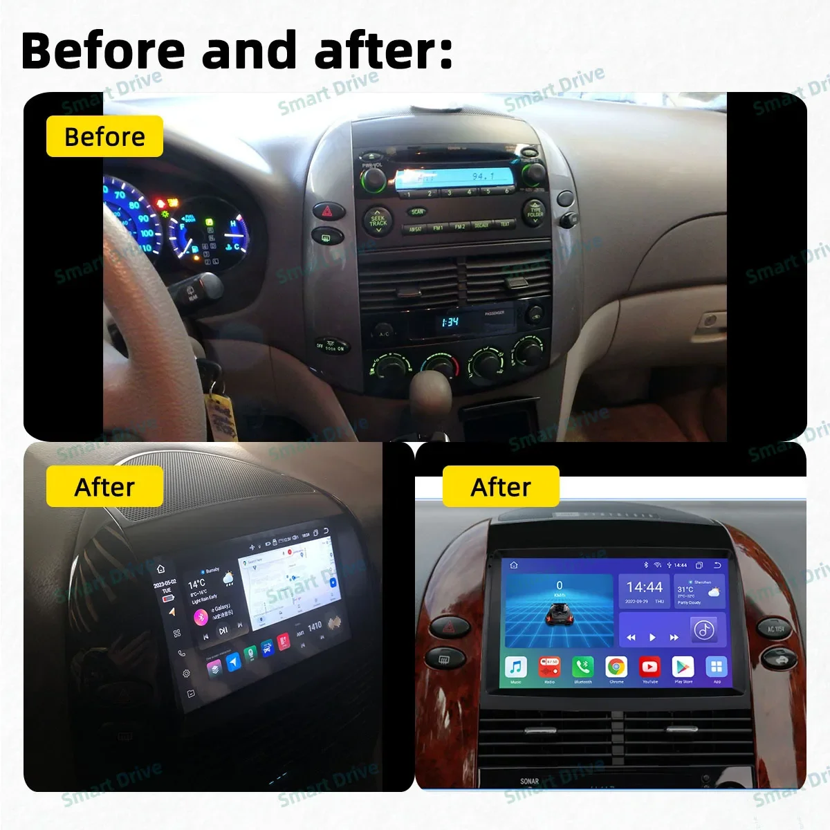 2 Din Multimedia for Toyota Sienna 2 XL20 2003-2010 Android Car Radio Stereo Navigation GPS Head Unit Carplay Auto Autoradio