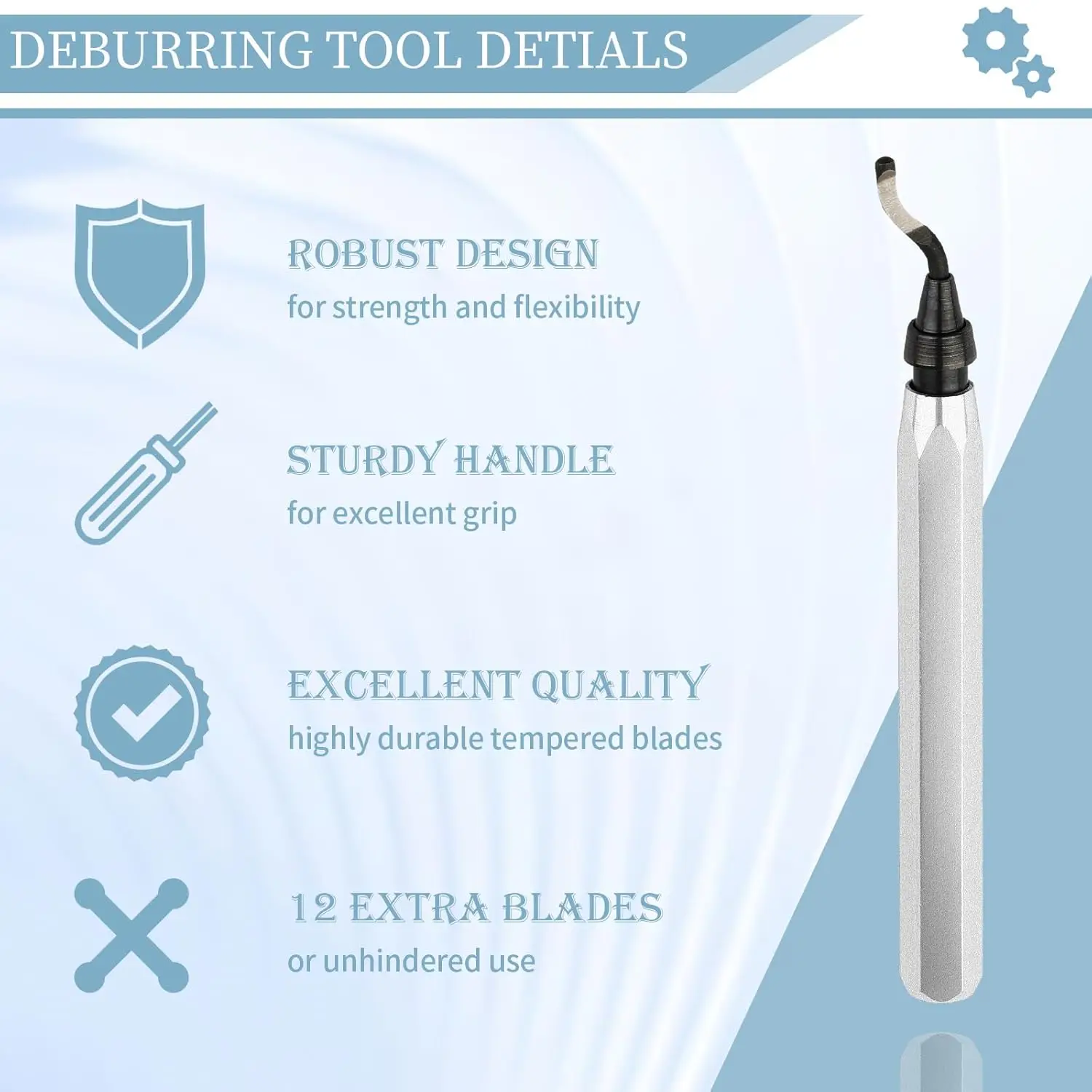 Utensile per sbavatura Manico in metallo con 11 lame in acciaio ad alta velocità Testa rotante a 360 gradi BS1010 BS1012 BS1018 BK3010 BS3010 Sbavatura
