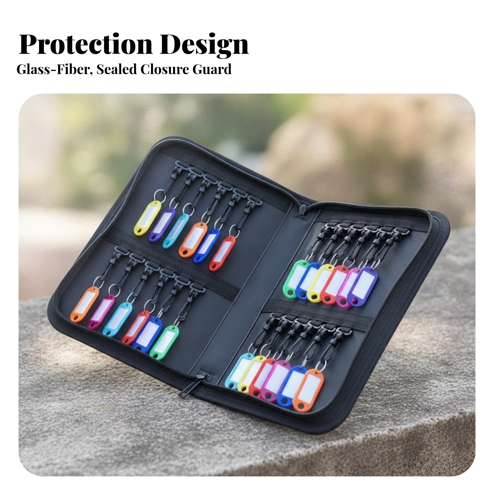 Portable Key Case with Clips Long-Lasting Key Holder Case with Zipper Convenient Reliable for Property Managers, Office