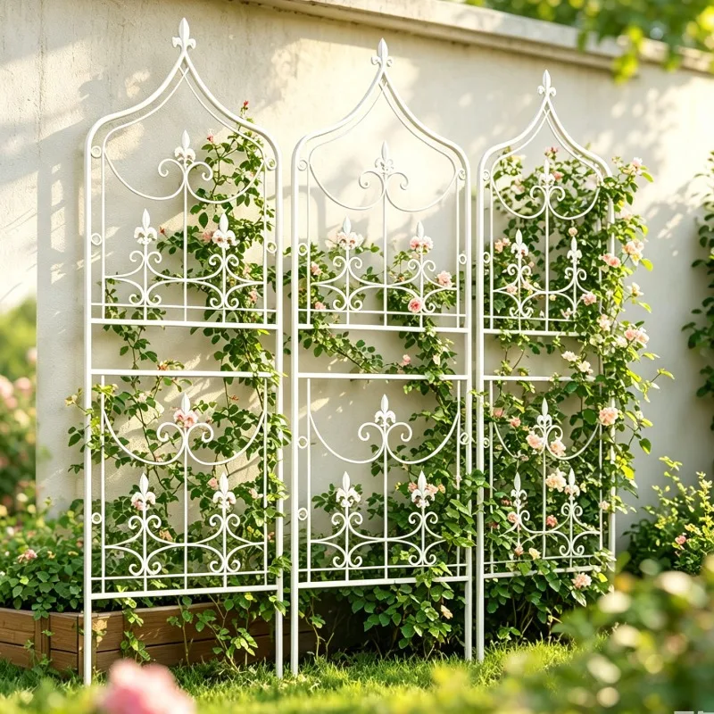 Iron Climbing Plants Trellis for Clematis Rose Garden Vine Support Stand Outdoor Metal Flower Rack Rustic Plant Holder for Yard