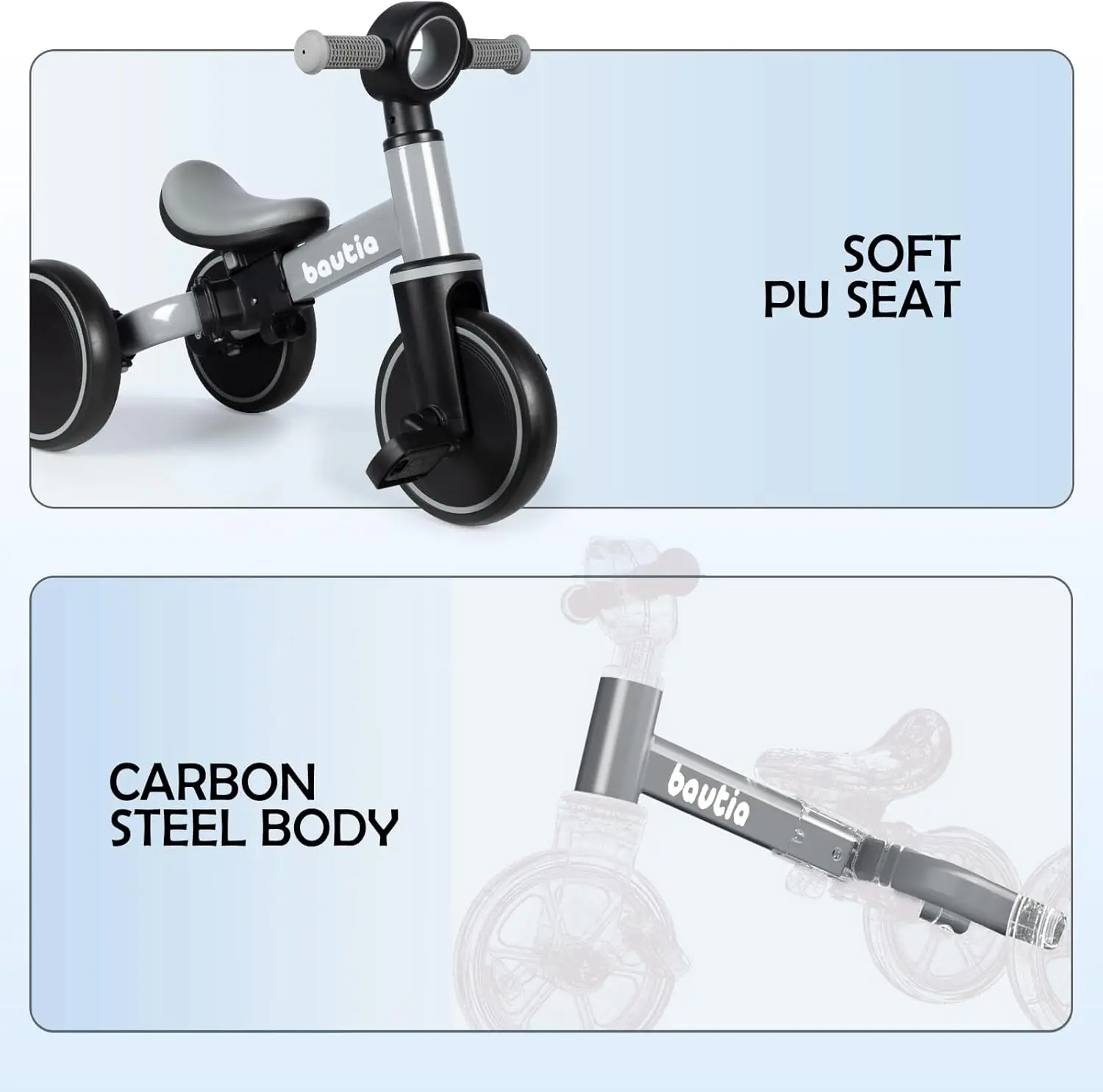 Tricycle pour tout-petits 1-3, vélo d'équilibre 4 en 1 pour bébé de 1 à 2 ans, cadeau pour garçon et fille, jouet de vélo pour enfants avec pédales parfaites