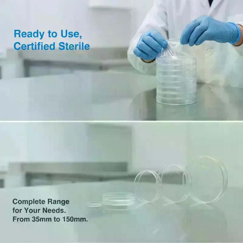 10pcs Plastic Petri Dishes 35/60/75/90mm, Cell Culture Dish Round Transparents For Lab, School Science, Samples Storage