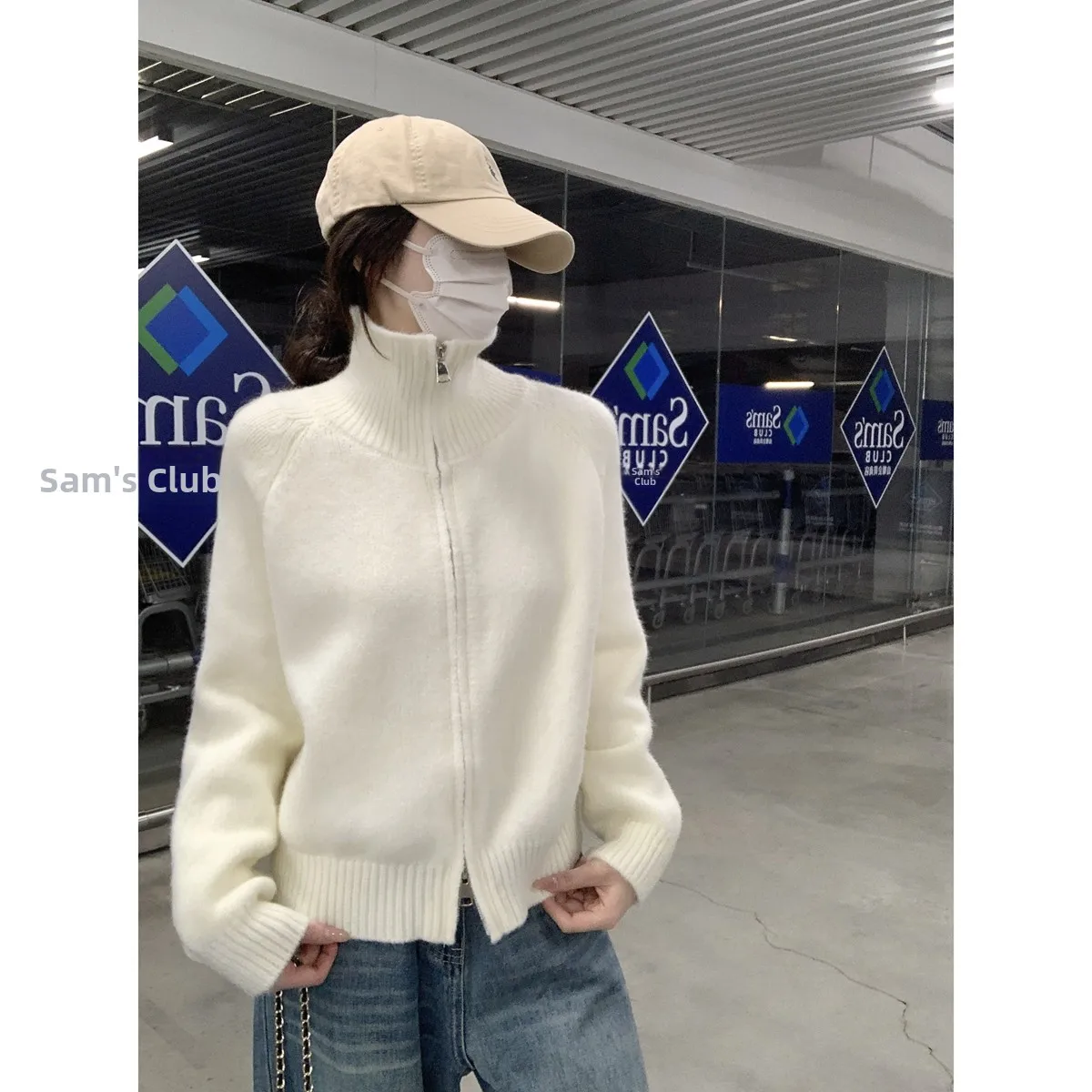 

Весна 2026: Женский повседневный свободный вязаный свитер с двойной молнией, воротником-стойкой, мягкий и уютный, на пуговицах, вязаная верхняя одежда