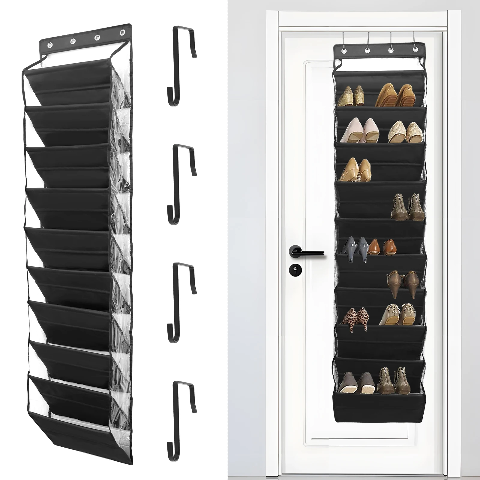 Over The Door Shoe Organizer 10 Tier Cloth Hanging Shoe Rack for Closet Hanging Shoe Rack Deep Pockets Closet Shoe Organizer New