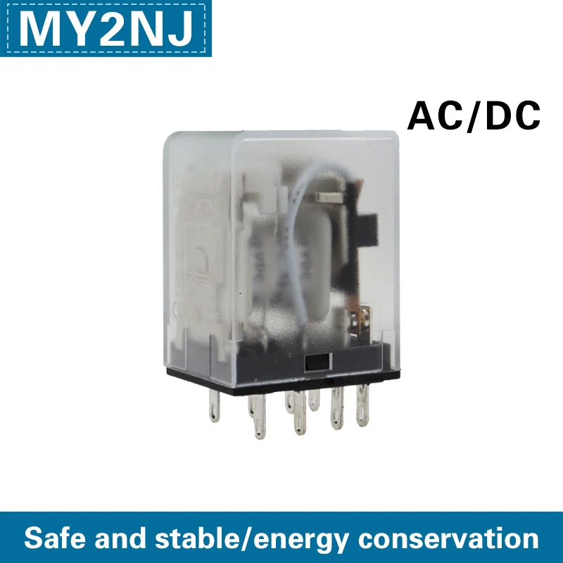 1 white MY2NJ HH52P DPDTMY2P miniature coil universal electromagnetic intermediate relay switch with LED AC110/220V DC12/24V