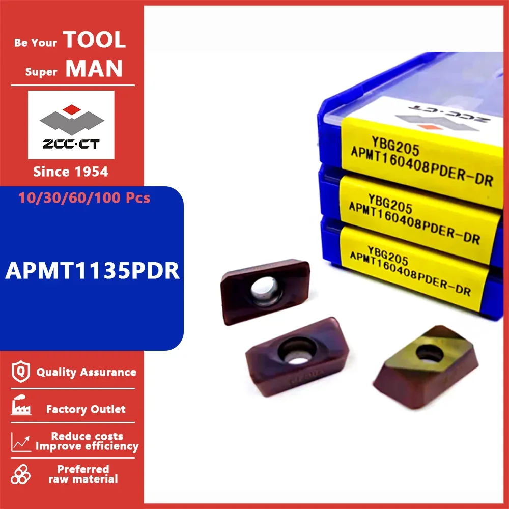 

ZCC APMT1135PDR Твердосплавные фрезерные пластины APMT 1135 PDR YBG212 YBG102 YBG302 YBG205 ZCC.CT Оригинальные токарные лезвия Резак с ЧПУ