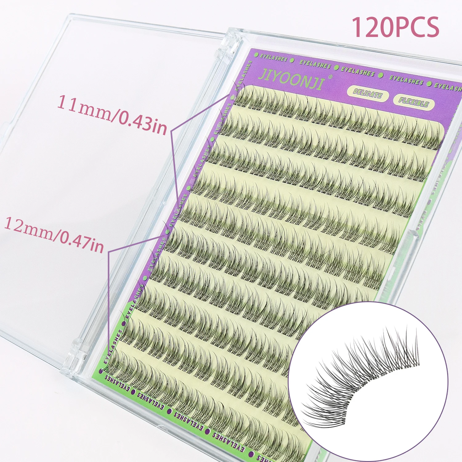 120 Uds. Racimos de pestañas autoadhesivos naturales extensión de pestañas de racimo finos reutilizables No necesita pegamento con pinzas 11/12MM