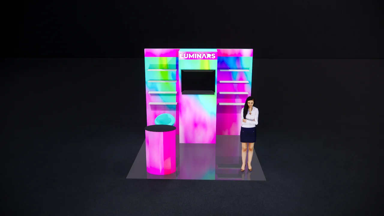 10x10 Exhibition Product Display Ideas for Beauty Show Including Shelves and Storage IBS LAS VAGAS