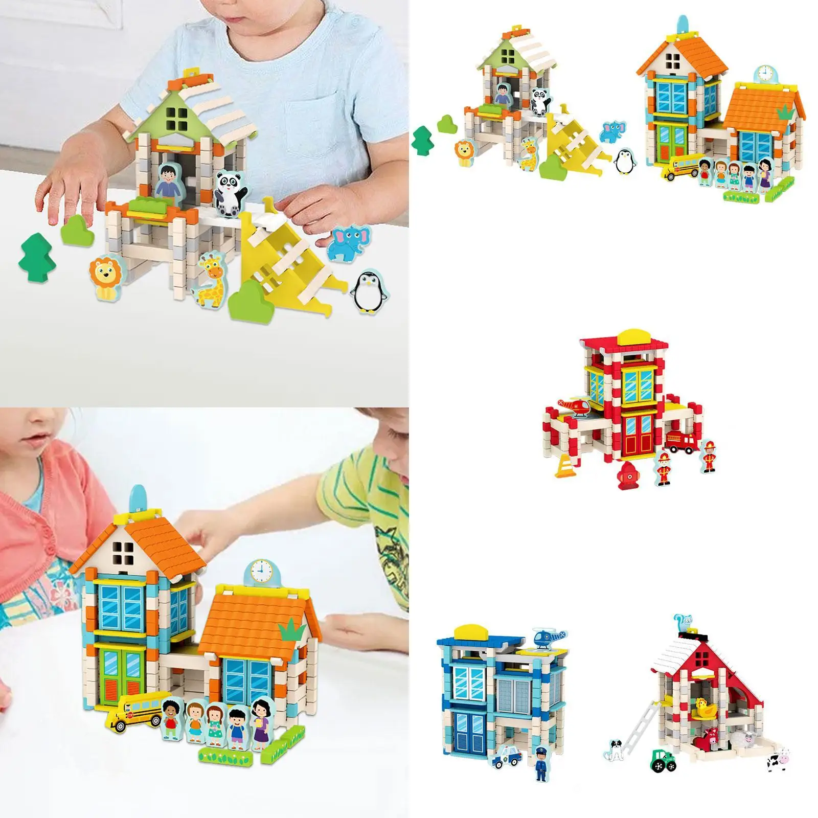 

Wooden House DIY Building Blocks Set Creative Educational Toy for Children