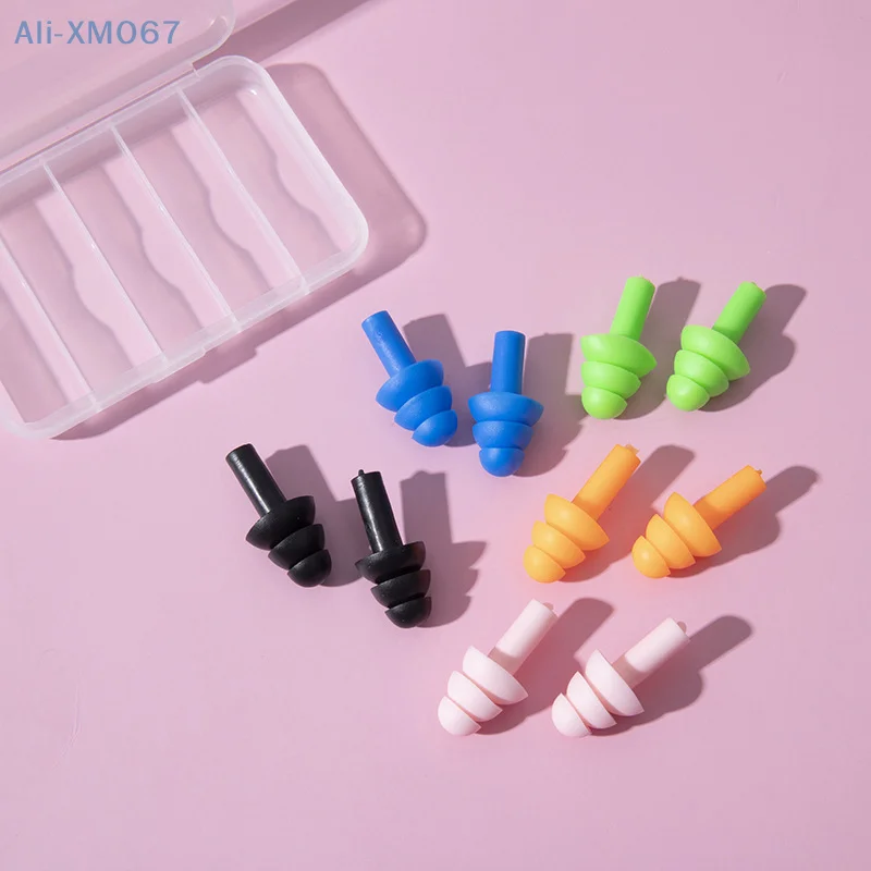 Swimming Waterproof Insulation Comfort Ear Plugs Noise Cancelling For Sleep 5 Pairs Colorful Soft Silicone Earplugs