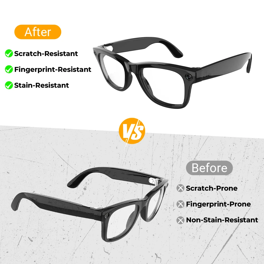 Naklejki HiBloks Shiny Black do okularów Ray-Ban Meta Wayfarer RW4006/RW4012 GEN 1 & 2 50-22, ochraniacze na oprawki i zauszniki okularów inteligentnych — zdjęcie produktu 5