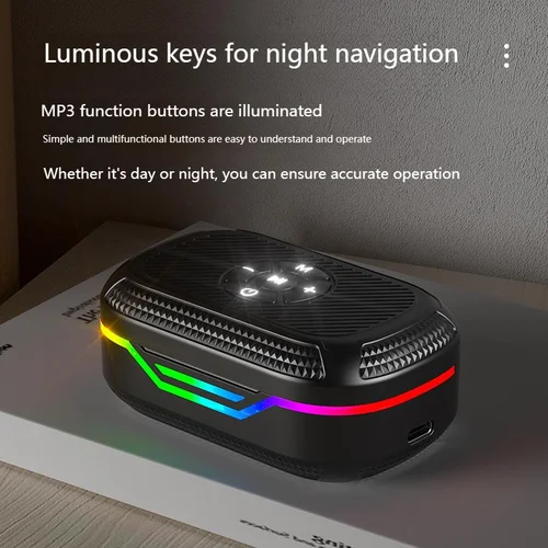 Imagen 2 del producto Auriculares inalámbricos Bluetooth MP3 compatibles con tarjeta TF, efecto de luz RGB, batería de larga duración, auriculares deportivos con micrófono y control táctil