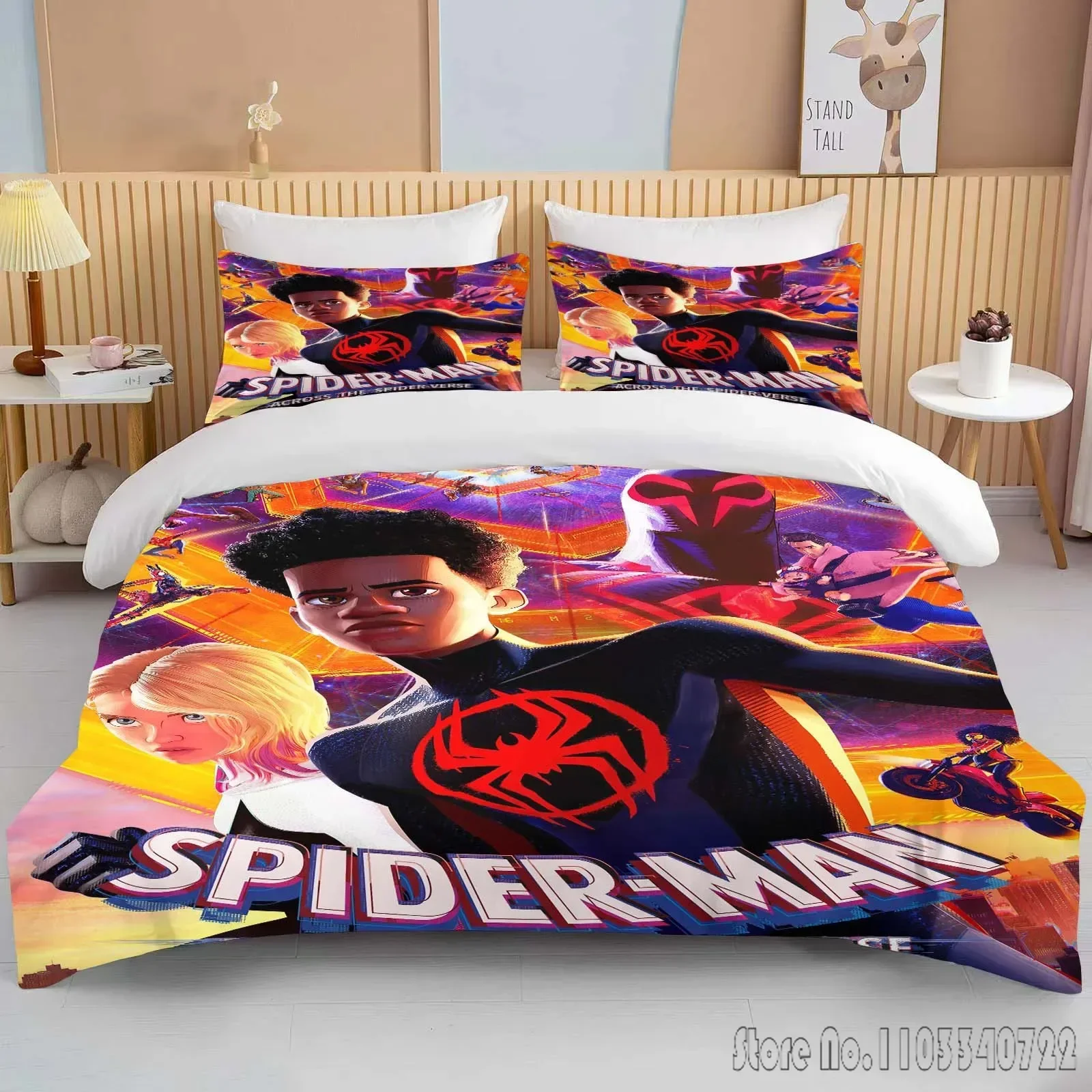 Anime Marvell Spider Man Across The Spider Verse Soft Bedding Set Duvet Cover Anime Quilt Adult Kids Birthday Gift Full Size