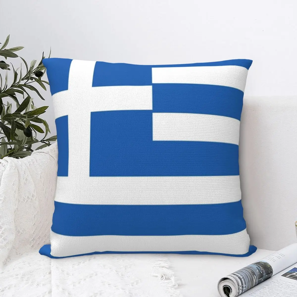 Greek Flag National Flag Of Greece Square Pillowcase Polyester Pillow Cover Cushion Decor Comfort Throw Pillow For Home Bedroom