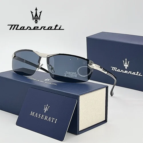 Imagen 1 del producto MASERATI gafas de sol de lujo de gama alta para hombres y mujeres gafas de conducción polarizadas UV400 estilo clásico diseño de moda de primera calidad