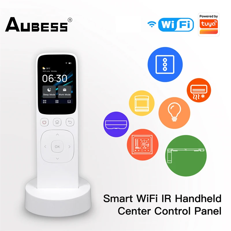 

Aubess WiFi Smart Central Control Panel With Touch Screen IR Remote Controller Tuya Smart Life APP Control For Home Appliance