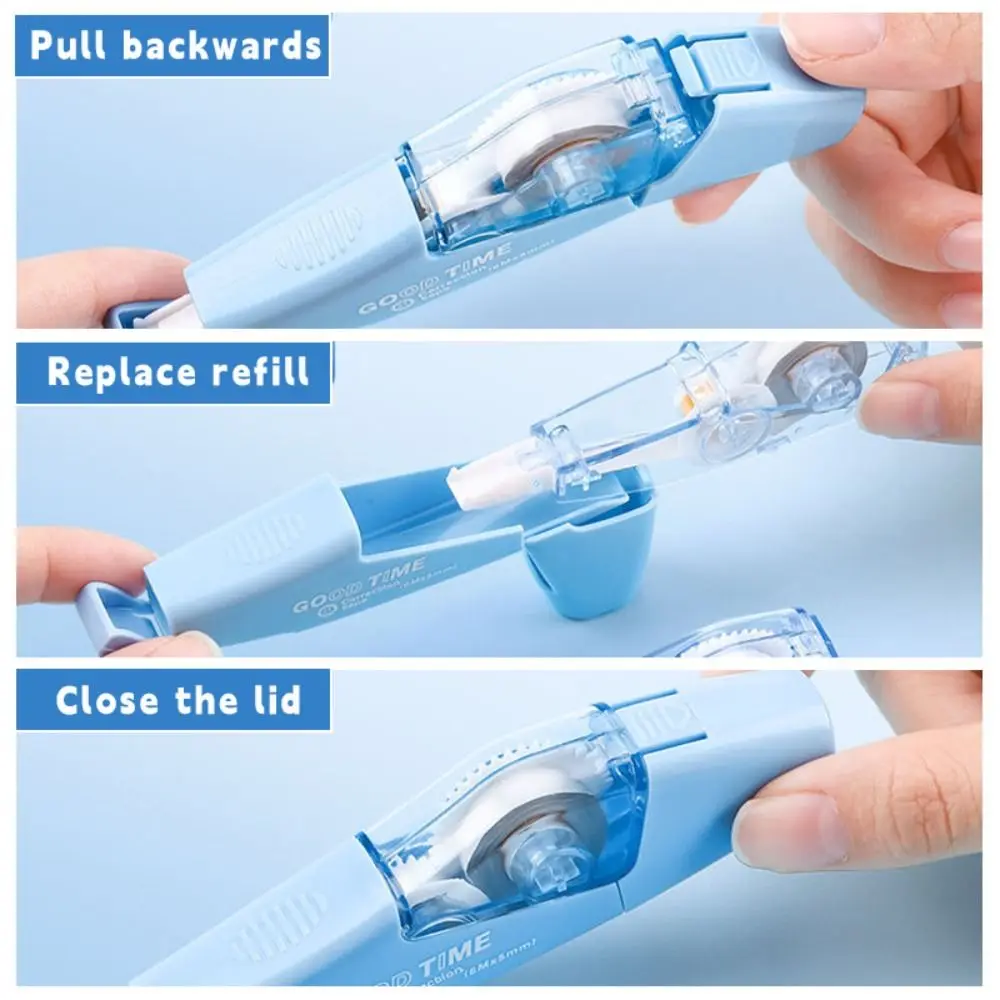 6PCS/Set Silent Correction Tape Gradient Color Large Capacity Silent Coating Tape Pen Shape Correction Band School Office