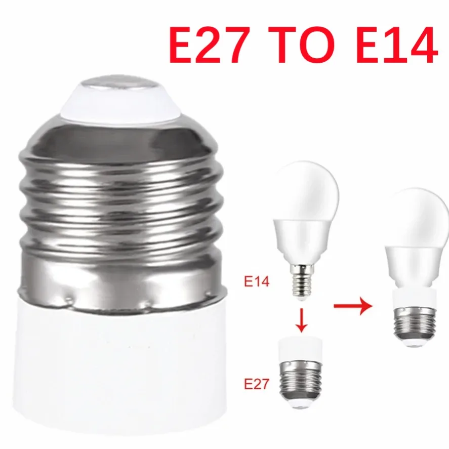 E27 to E14 Lamp Holder Converter E14 Lamp Socket Adapter E27 Lamp Base Fireproof Material Screw Mouth Lamp Socket Changer