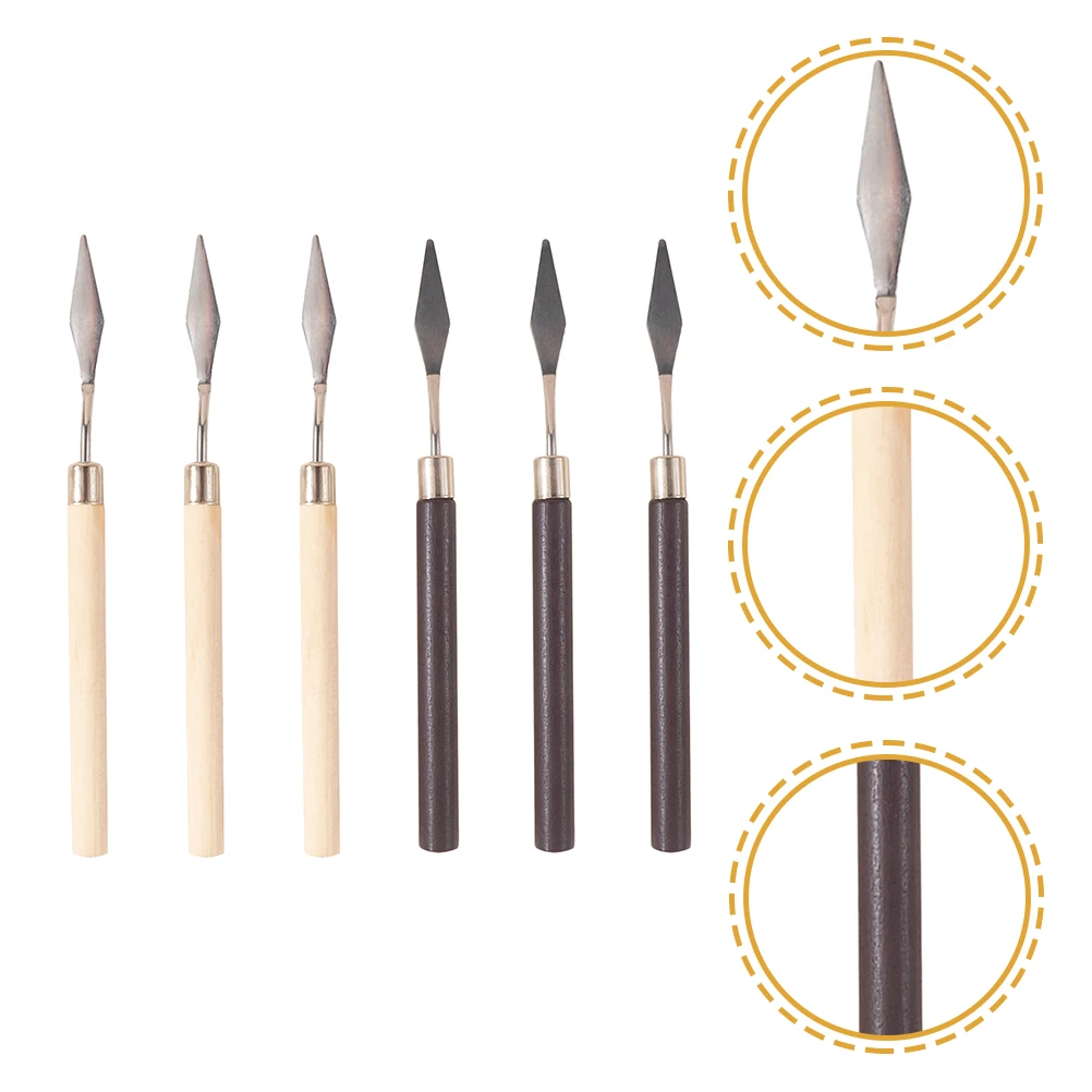 

6pcs Stainless Steel Wood Grain Mixing Rods Nail Tools for Art Durable Glue Spatulas Paint Stirrer Sticks Foundation Makeup