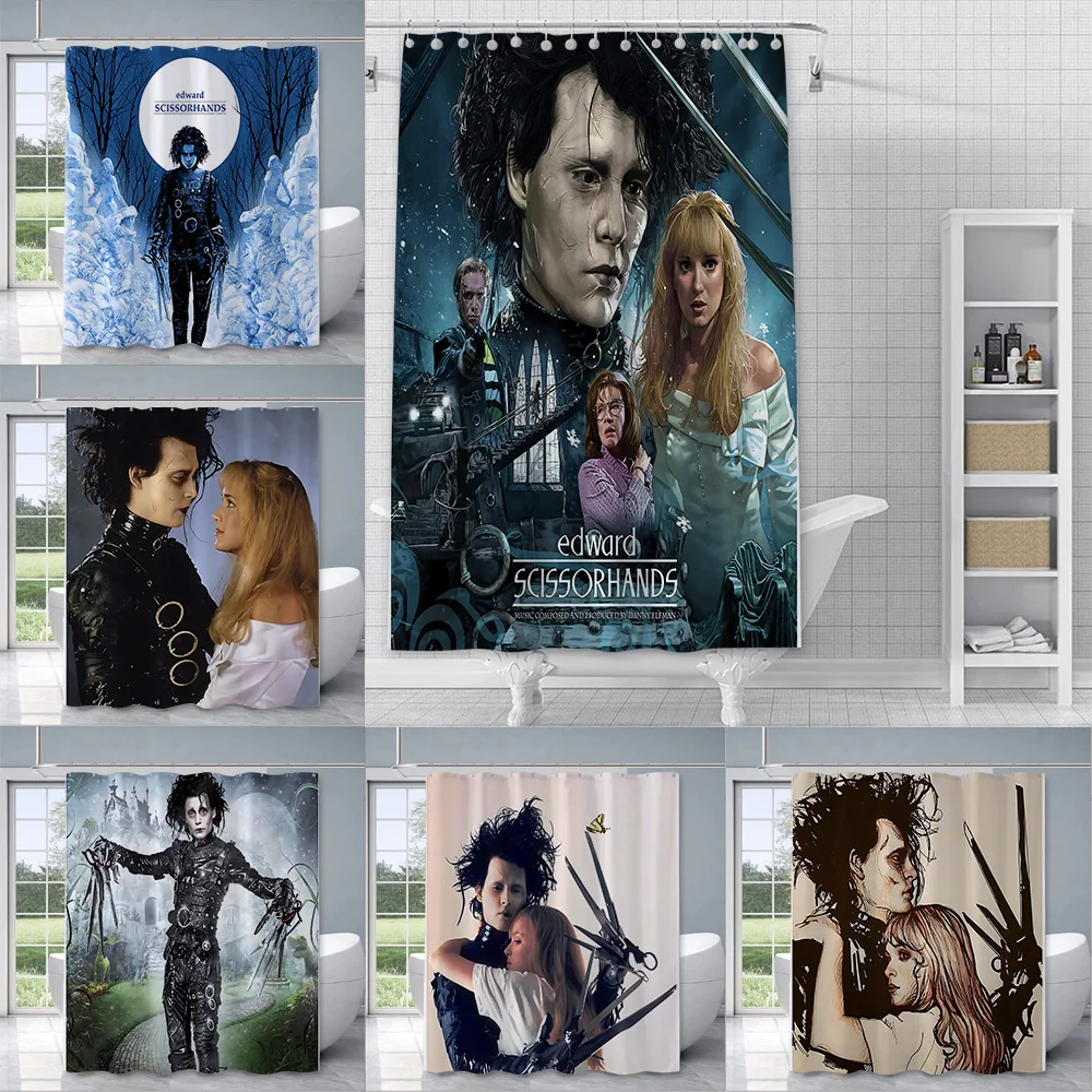 Shower Curtain E-EdwardS S-Scissorhands Waterproof Polyester Fabric Paint Bath Curtains Home Bathroom Decor Curtain With Hook