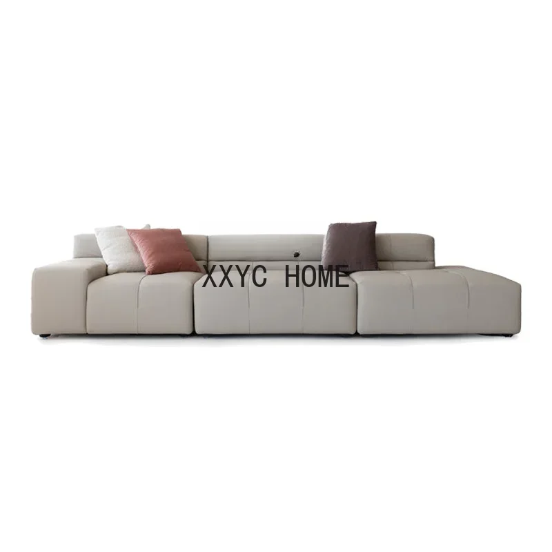 Italian-Style Light Luxury Leather Sofa First Layer Cowhide Simple Modern Living Room Combination Furniture Leather Sofa