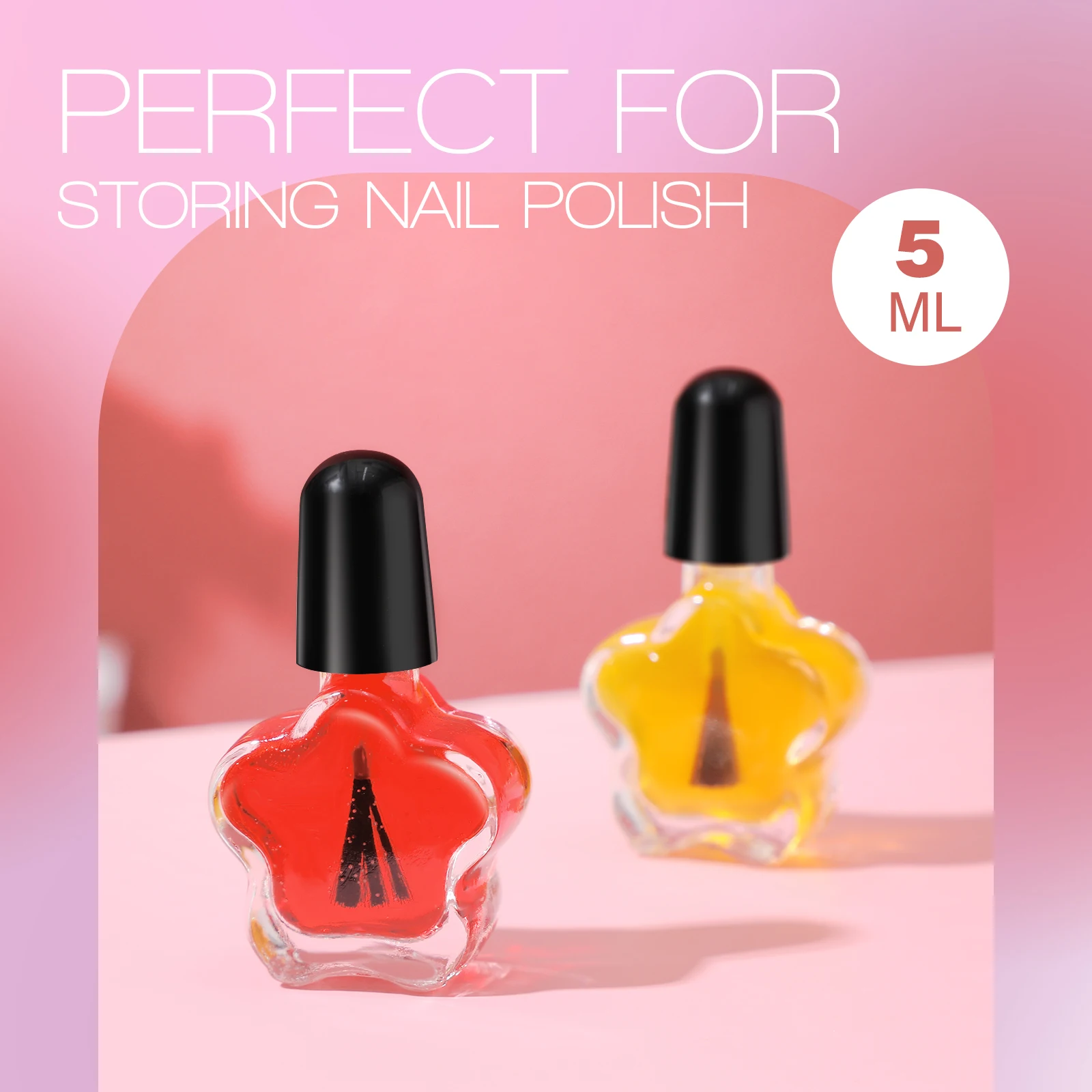 

5ML Empty Glass Nail Polish Containers 10Pcs Transparent Bottles with Brush and Lid for Nail Art Liquid Storage