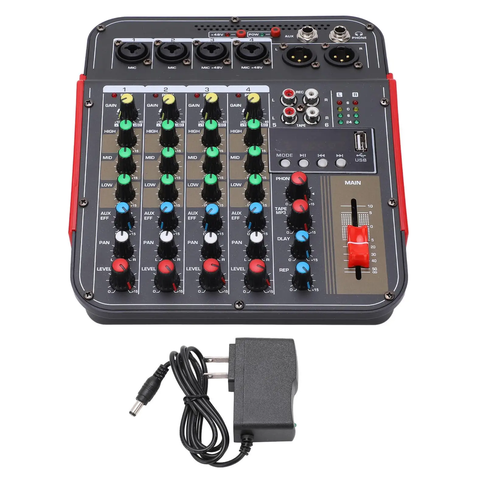 4-Channel Professional Audio Mixer DJ Controller | Digital Mixing Console | AC100-240V for studio Recording Equipment