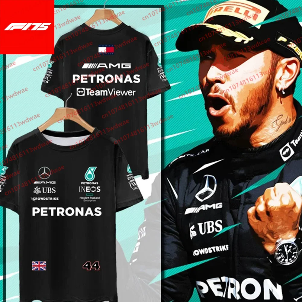 Camiseta de manga corta de Fórmula 1 Unisex.Mercedes-AMG.Equipo de carreras Lewis Hamilton 44Kit Racers Fan Kit Kid Boy Camiseta corta de motocicleta