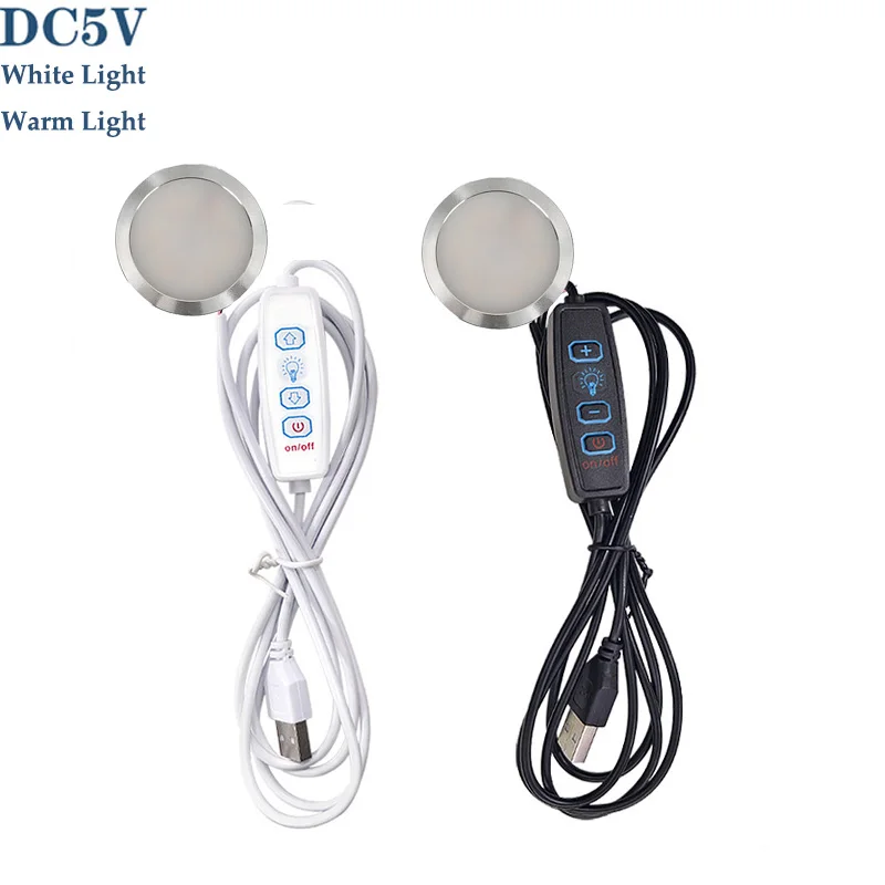 

1pc DC5V USB LED 8mm Ultra-thin Dimmable 3W Downlight Surface Mounted Lamp Mini Light Jewelry Display Ceiling Indoor Spotlight