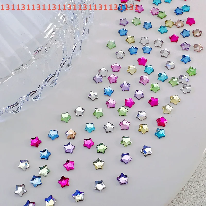 50 stuks mini nail art steentjes kleur 3d diy manicure decoraties diamant ster 4/6 mm glinsterende platte achterkant acryl kristallen