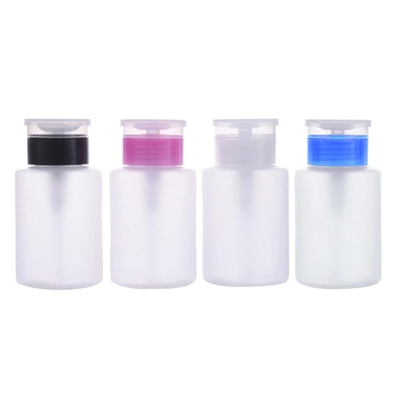 150ml Push Down Empty Lockable Pump Dispenser Plastic Refillable Bottle with Flip  for Nail Polish Makeup Remover D0UE