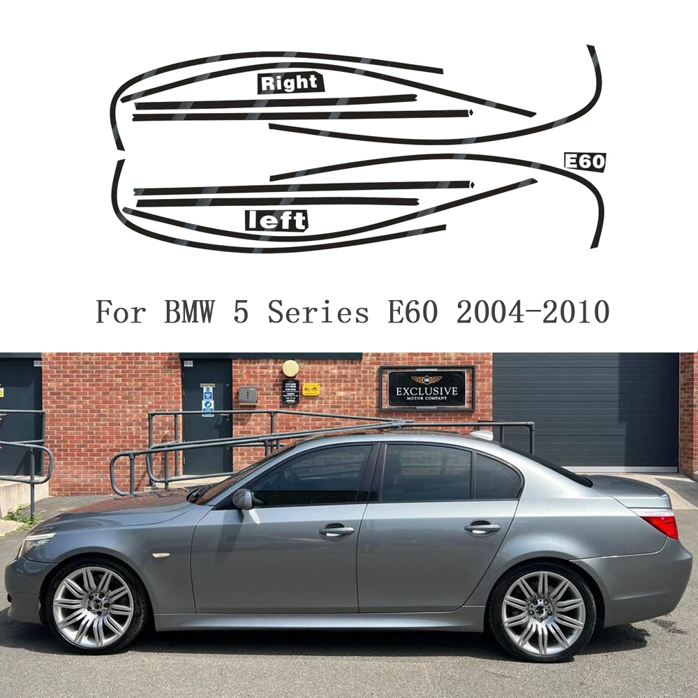 For BMW 5 Series E60 2004-2010 Exterior Window Decoration Sticker Glossy Black Chrome Delete Protective Film