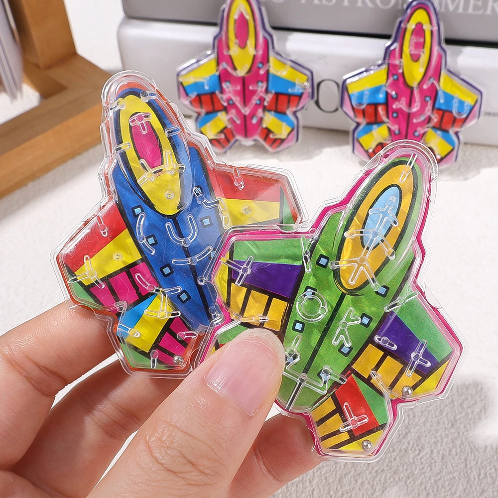 1-10pcs Creative Children Mini Rolling Ball Puzzle Airplane Maze Game Boards Kids Early Educational Toys Portable Retro Puzzle