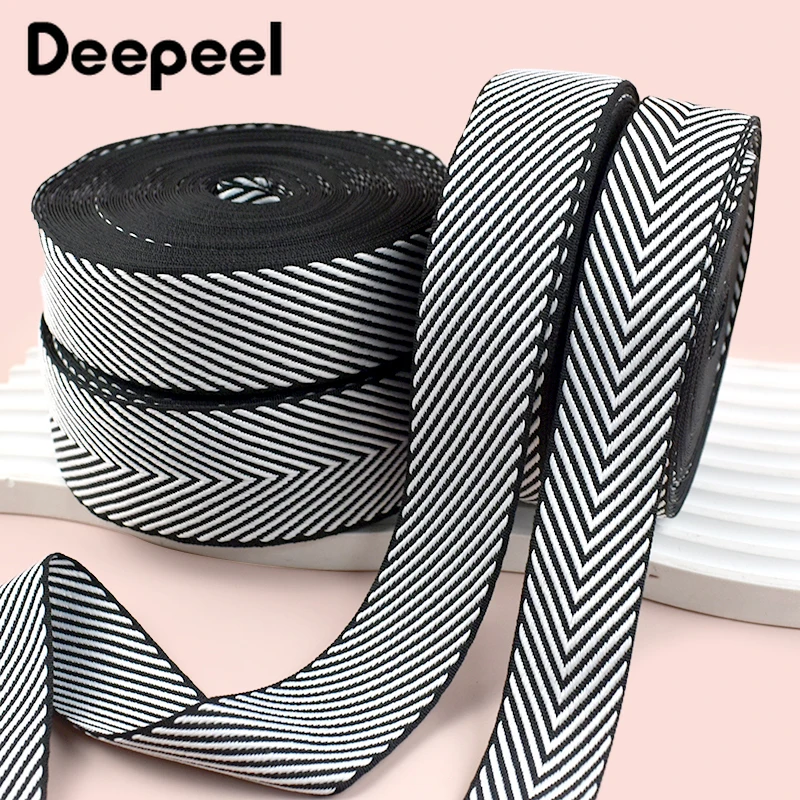 5M 10-38mm Jacquard Polyester Ribbon Band Luggage Stripe Webbing Tape Bag Strap Bias Binding Garment Decor Bands DIY Accessories