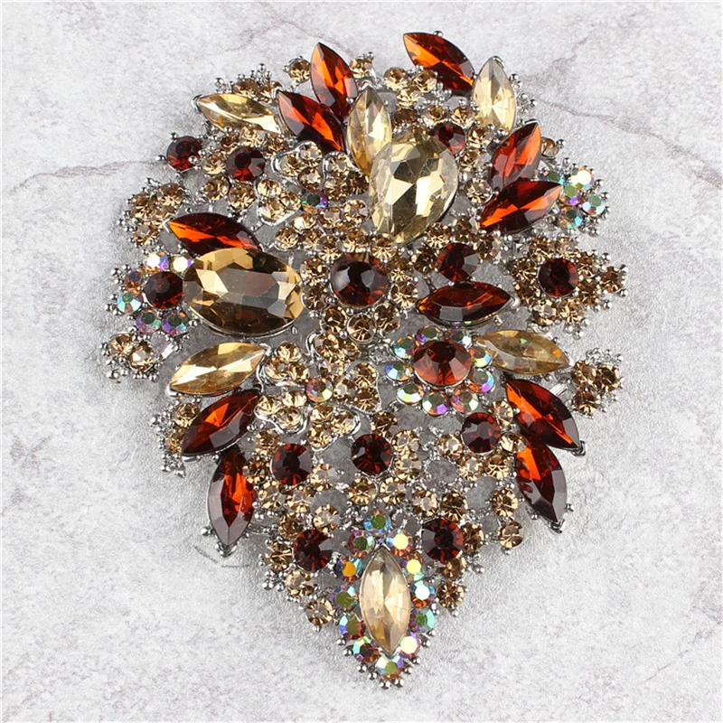 SKEDS Luxury Large Size Rhinestone Exquisite Brooches For Women Elegant Fashion Crystal Party Banquet Accessories Jewelry Pins