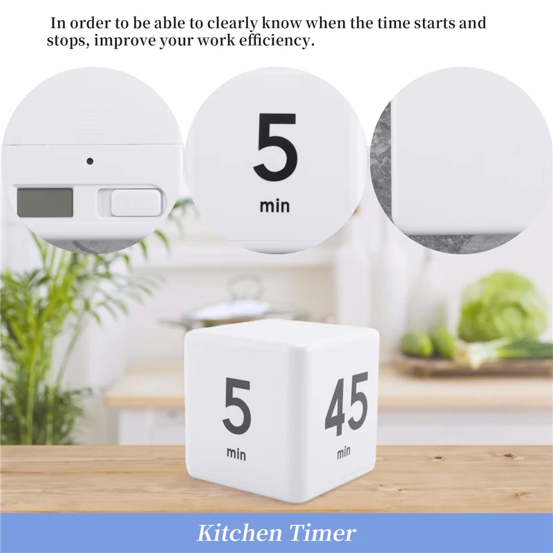 A41Z-Cube Timer Kitchen Timer Time Management Timer Gravity Sensor Flip For Time Management And Countdown 25-5-45-15 Minutes