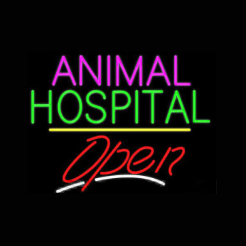 

Animal Hospital Open Neon Light Sign Custom Handmade Real Glass Tube Pet Clinic Advertise Room Decor Display Lamp 17"X14"