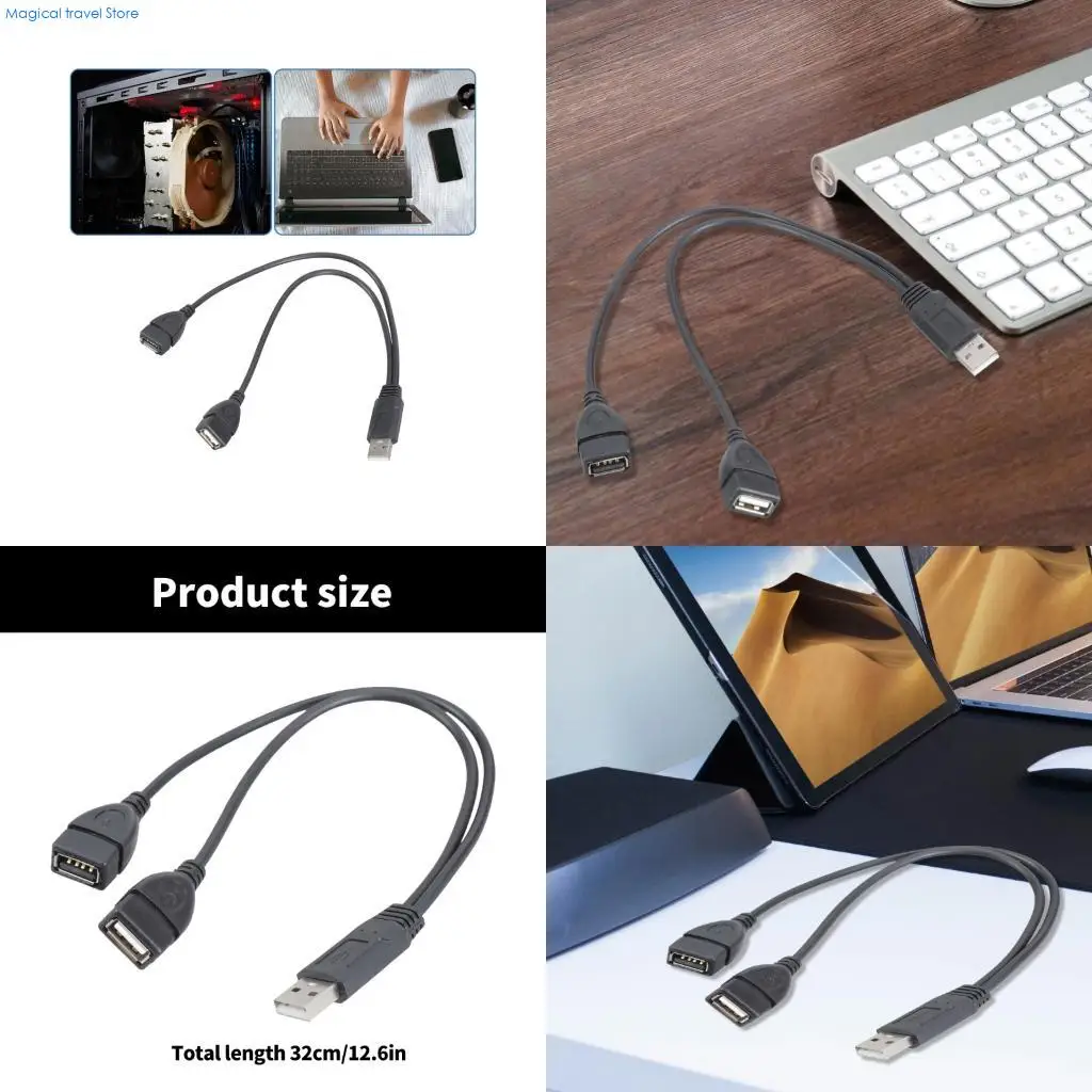 N2UB USB Male to Female Y Splitter Cable Adapter Cord for Laptop Tablet Smartphones