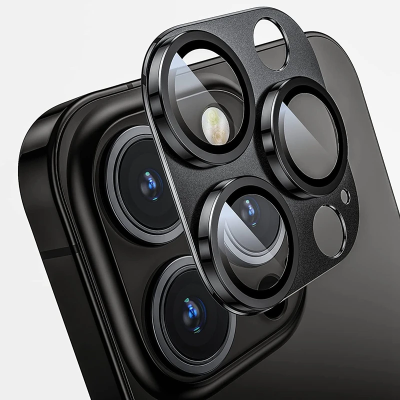 Металлическая защита для камеры для iPhone 16 Pro Max 16Pro 16Plus15 14 Pro Max, чехол из сплава, Задняя крышка объектива, закаленное стекло, защитная крышка