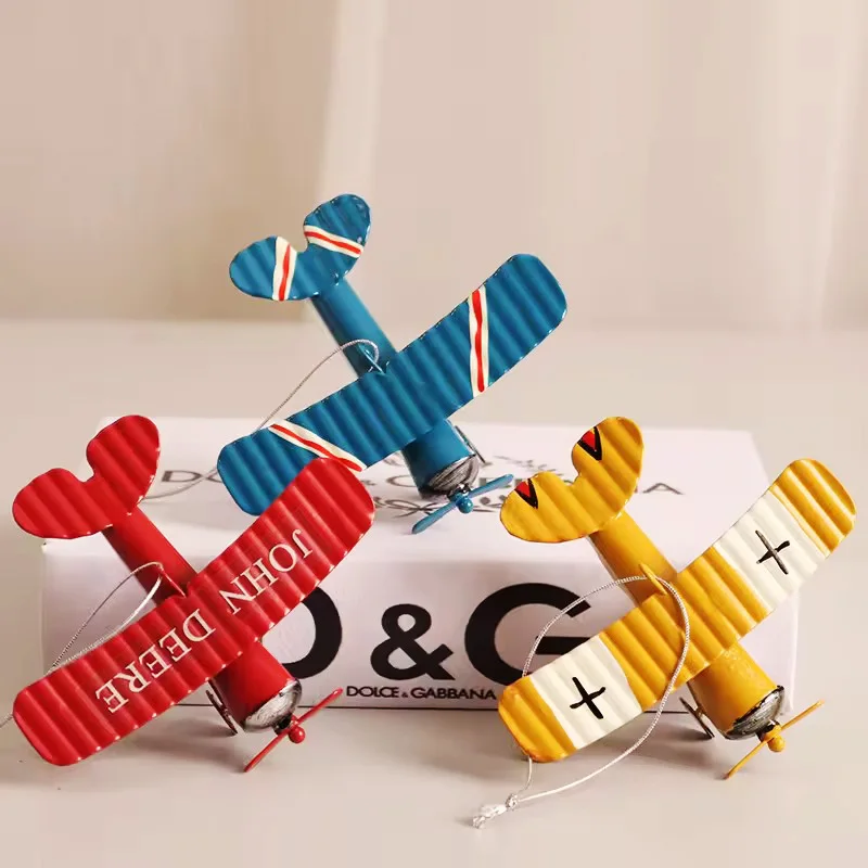 Vintage Metal Airplane Model Retro Iron Aircraft Ornament Nordic Creative Crafts Desktop Decoration Home Decor Collectible Gift view 2